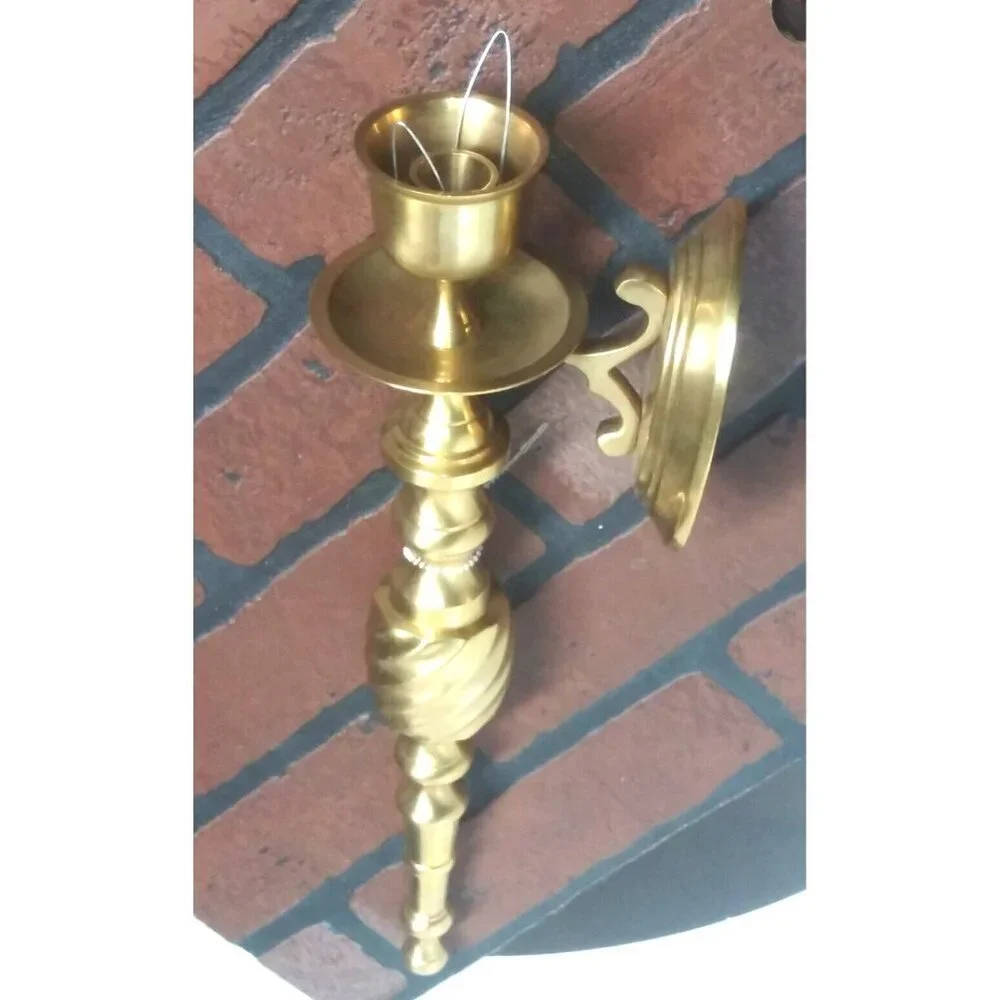 Pier 1 Brass Candle Holder SOLID BRASS Sconce Wall Mount Vintage India NEW